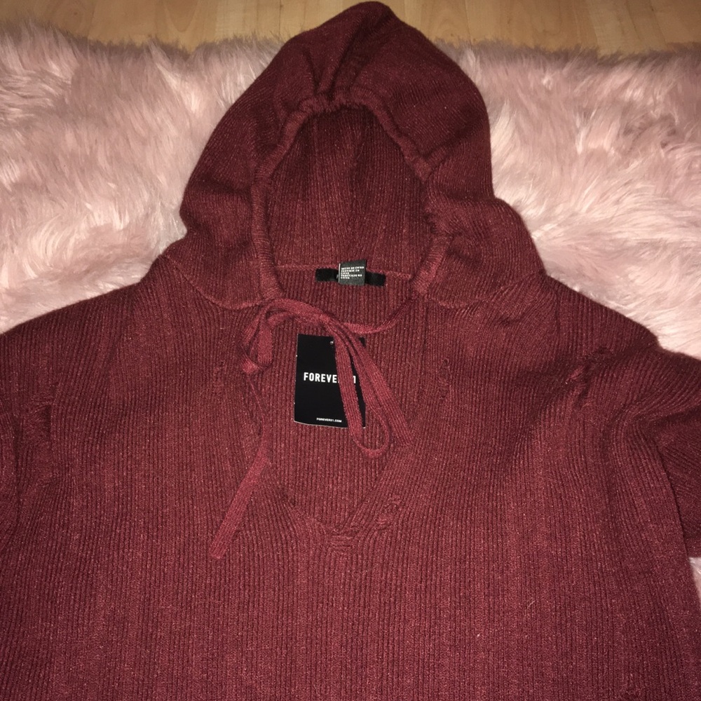 Distressed Maroon Cropped Hoodie (Forever 21).